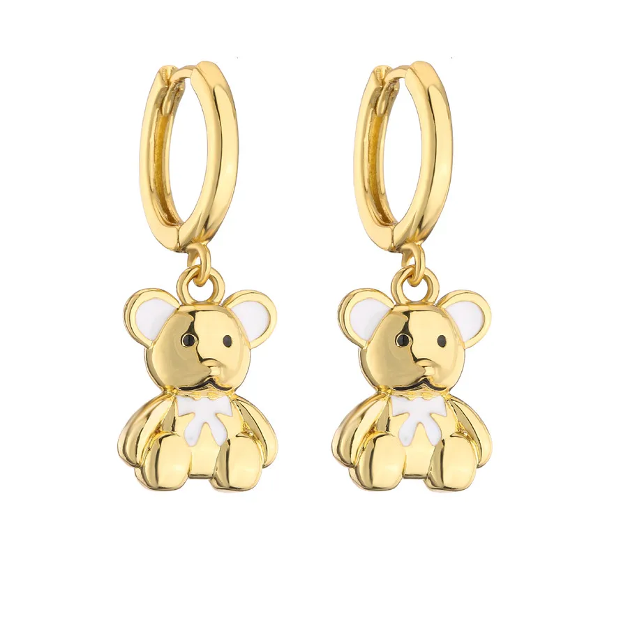 Orecchini con orso e elefante smaltati con zirconi colorati in oro 18 carati delle nuove donne popolari regali personalizzati per il Festival di gioielli di moda