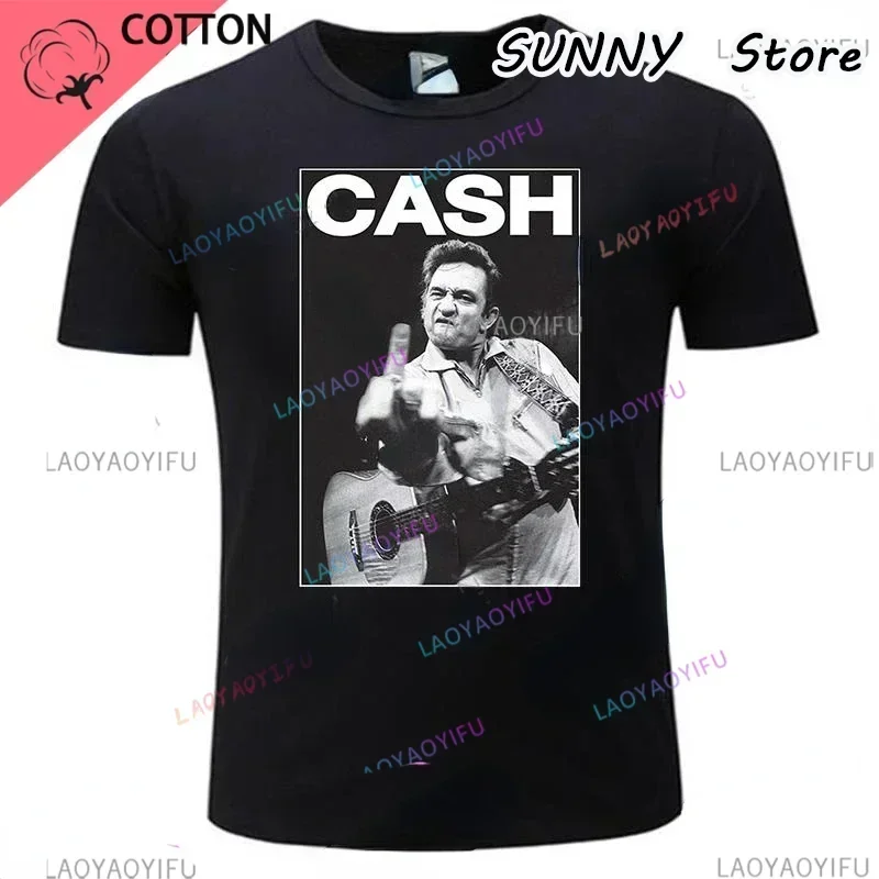 Summer Funny man Vintage print tshirs Cash T Shirt For Men Women Johnny Classic Legend Money Music Man Black And White teeshirt