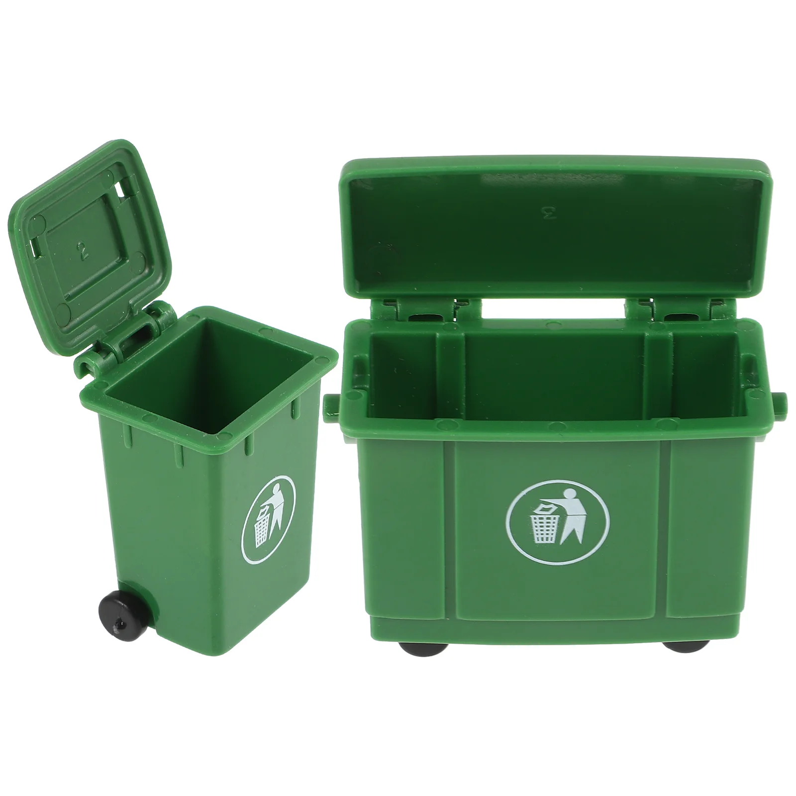 

2 Pcs House Trash Can Miniature Garbage Bin Accessories Model Plastic Sorting Game