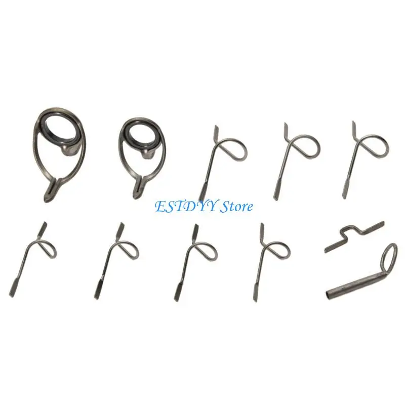 G6DE 11pcs Fly Fishing Rod Guide Tip Fly Rod Guide Set Tip Repairing Kits Set Fishing Line Spinning Guide Hard Snake Guide