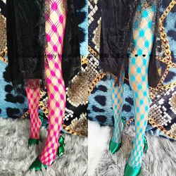 Original Color Irregular Square Hollowed Out Mesh Stockings Plus Size Tights Printed Tights Spider Stockings Lingerie Fishnet