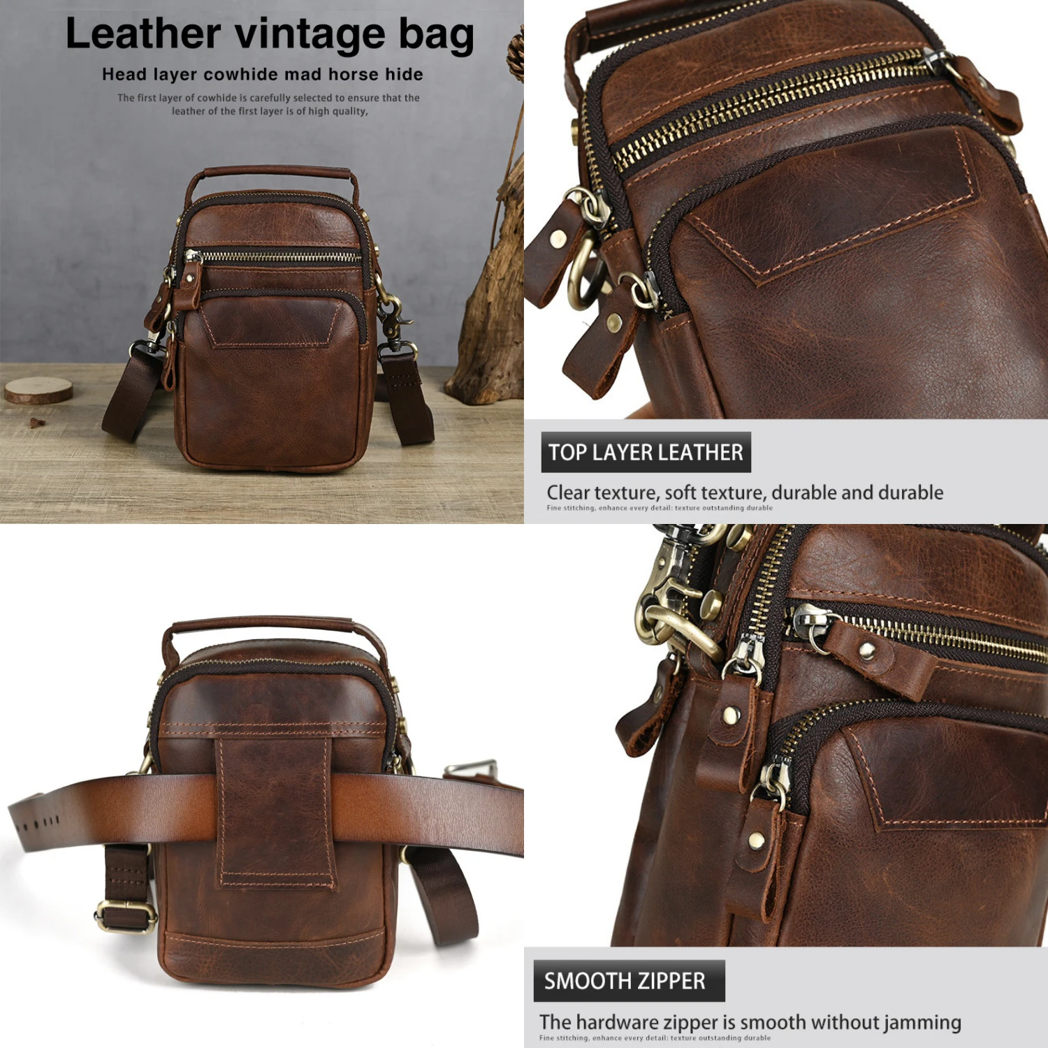 Vintage Genuine Leather Waist Bag Crossbody Bag Belt Bag Phone Bag Cosplay Medieval Renaissance Handbag Clothing Accessory Women