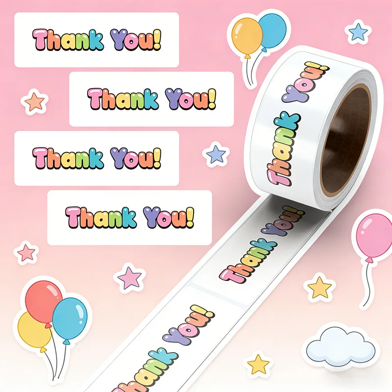 120Pcs/Roll Colorful Thank You Paper Stickers,Small Business Stickers for Packing Decor,Envelope Seals,Gift Wraps and Crafts