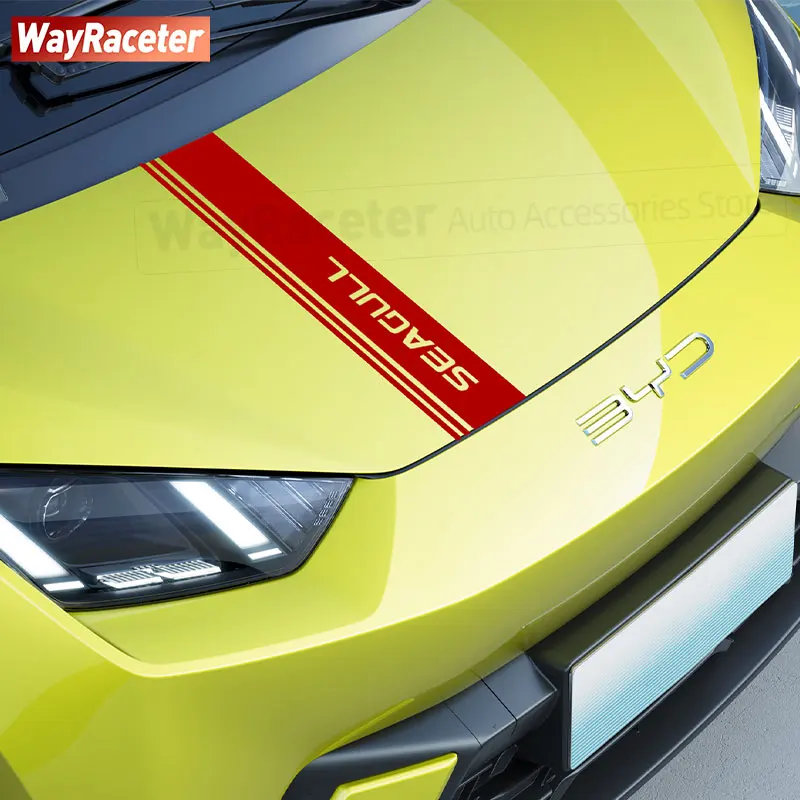 1 Pz Copertura Del Motore Decalcomania Del Vinile Cofano Cofano Strisce Adesivo Per BYD Shark Pick UP Seal U Sealion 6 7 Gabbiano Delfino Accessori