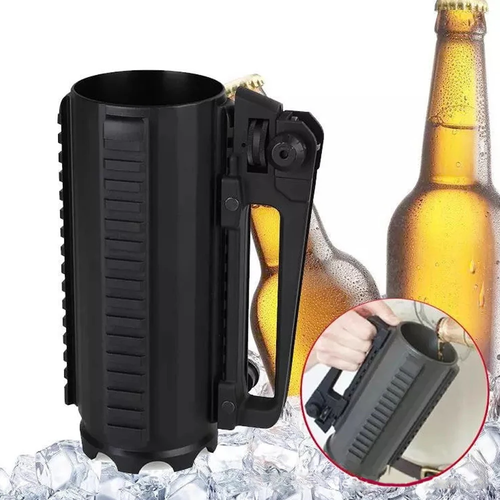 0.5L Tactical Beer Rail Mug Detachable Carrying Battle Rail Mug Outdoor Hunting Sport Solid Beer Cup With Rail Rear Sight Handle