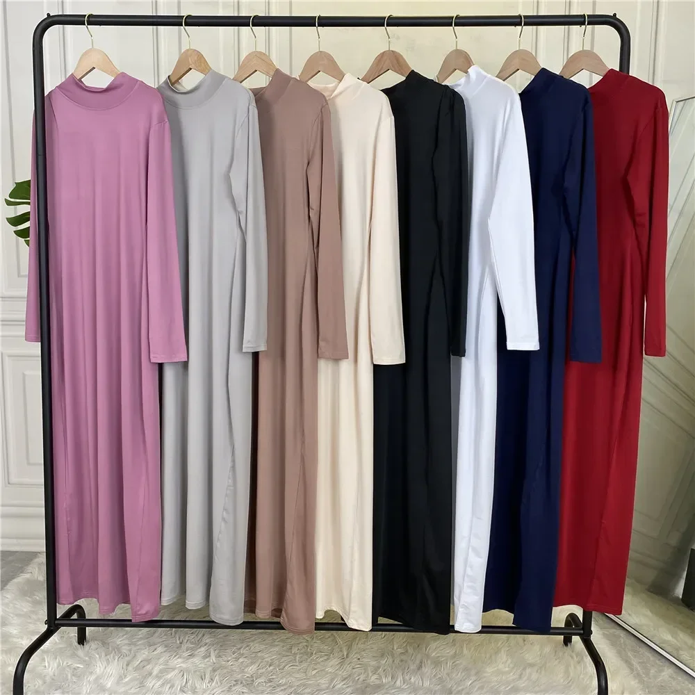 All-Match Muslim Clothes Under Abaya for Women Hijab Inner Dress Dubai Turkey Kaftan Islamic Clothing Casual Vestido Caftan Robe