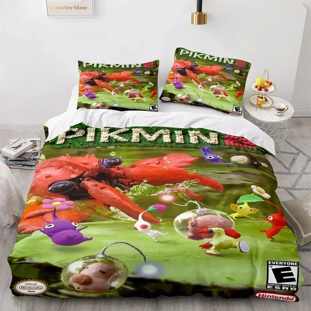 

New 3D Game PIKMIN Comforter Printed Bed Set Duvet Cover Pillowcase Bedding Set Bed Linen Sheet Quilt Cover Full Queen King Size