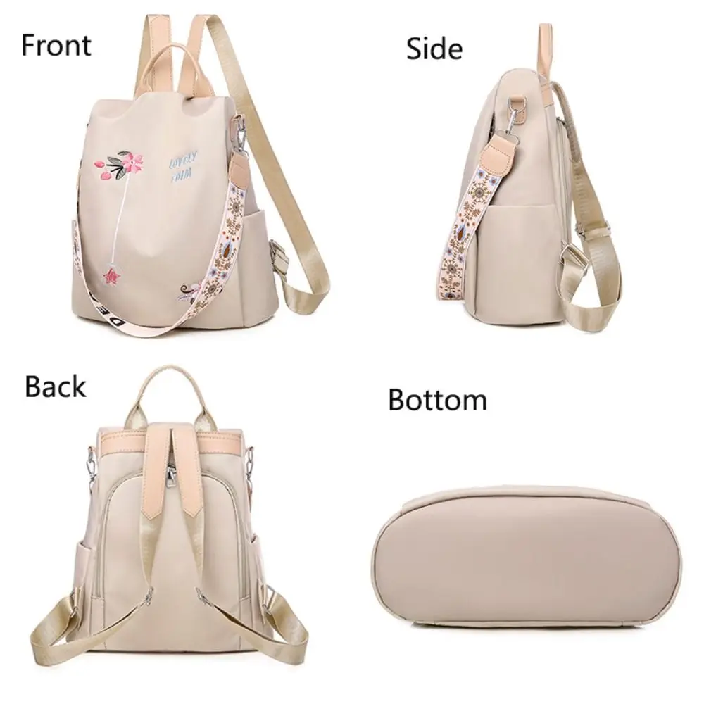 Fashion Oxford Shoulder Handbag Print Large Embroidery Bag Anti-theft School Bag Women
