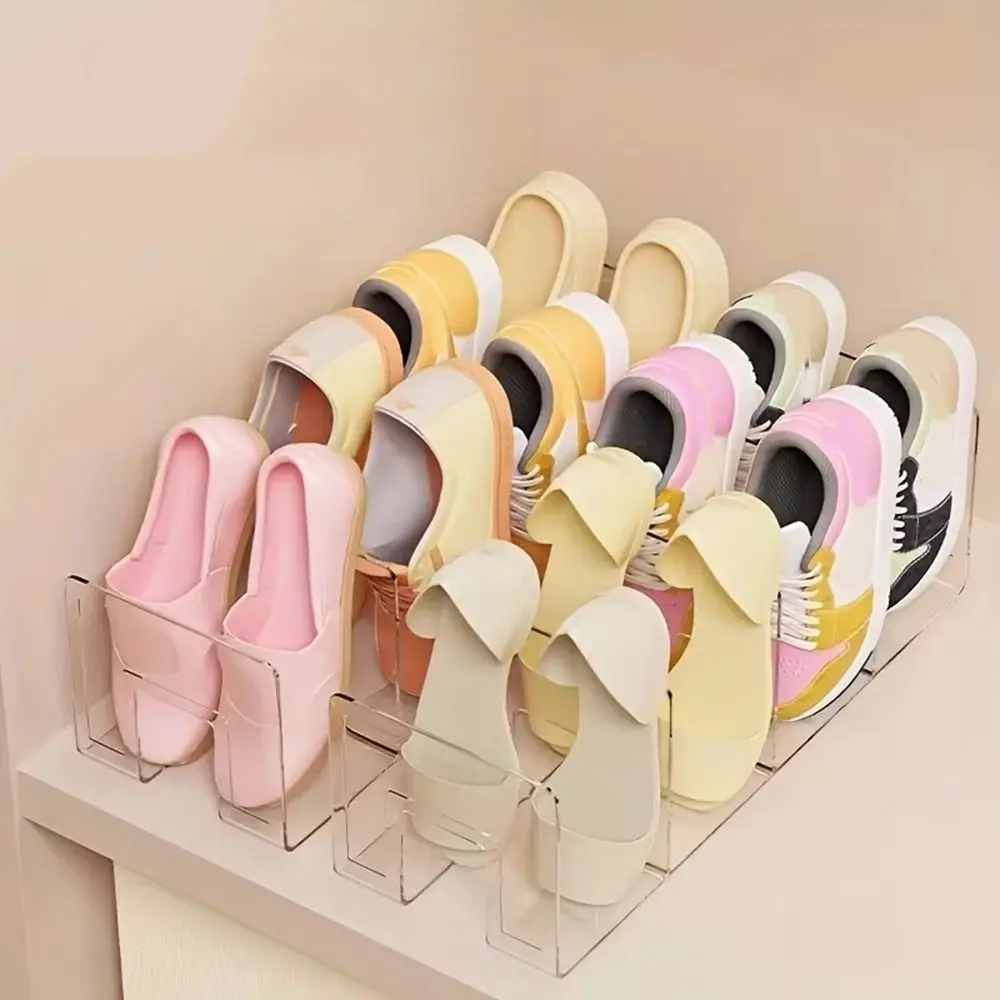 

Large Capacity 4 Grids Shoe Storage Rack Space Saving Plastic Transparent Shoe Racks Free Standing Vertical Baby Shoe Rack
