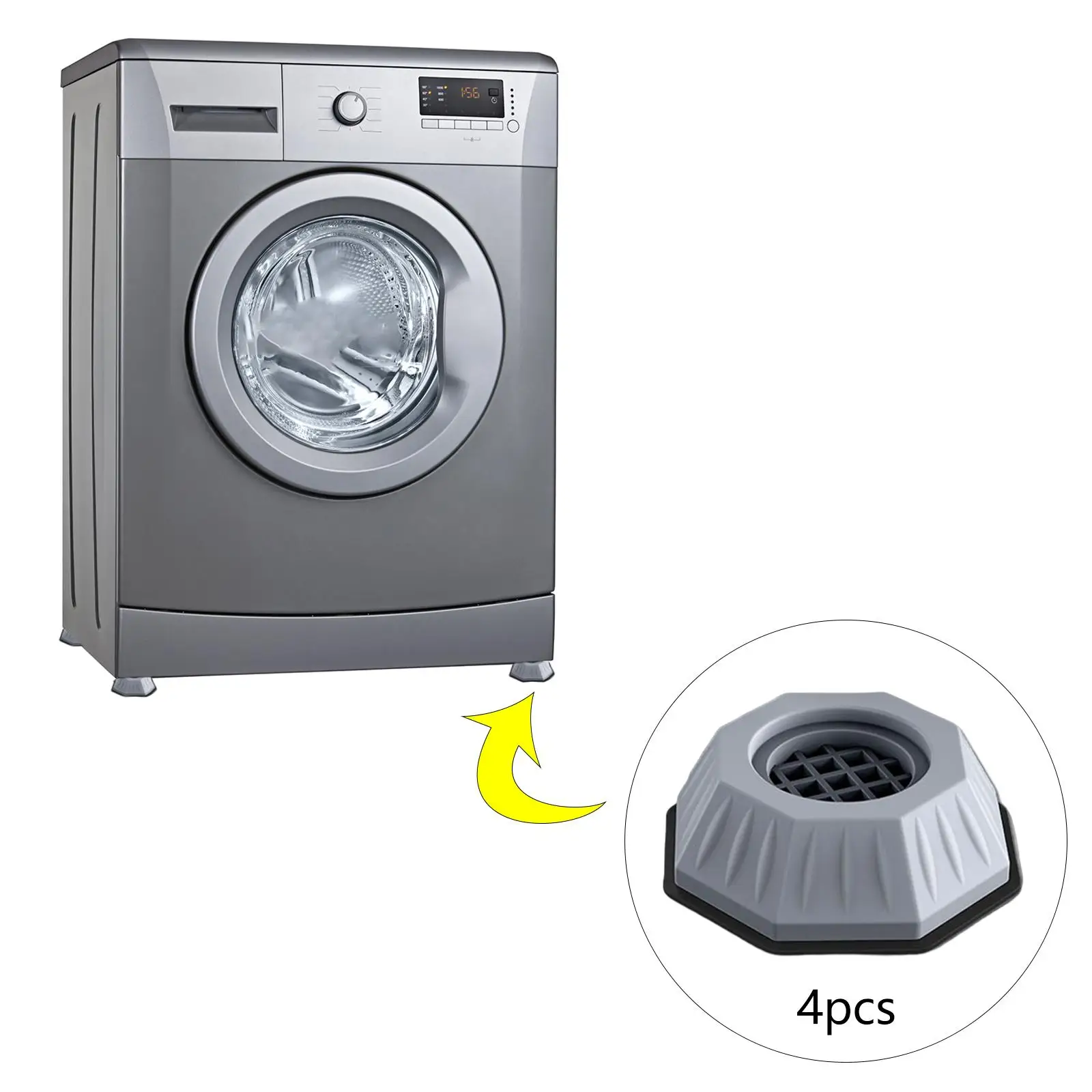 4pcs Anti Vibration Pads Prevent Shaking Shock Absorbing Non Slip Grip Washing Machine Furniture Mat Lifting Foot Base