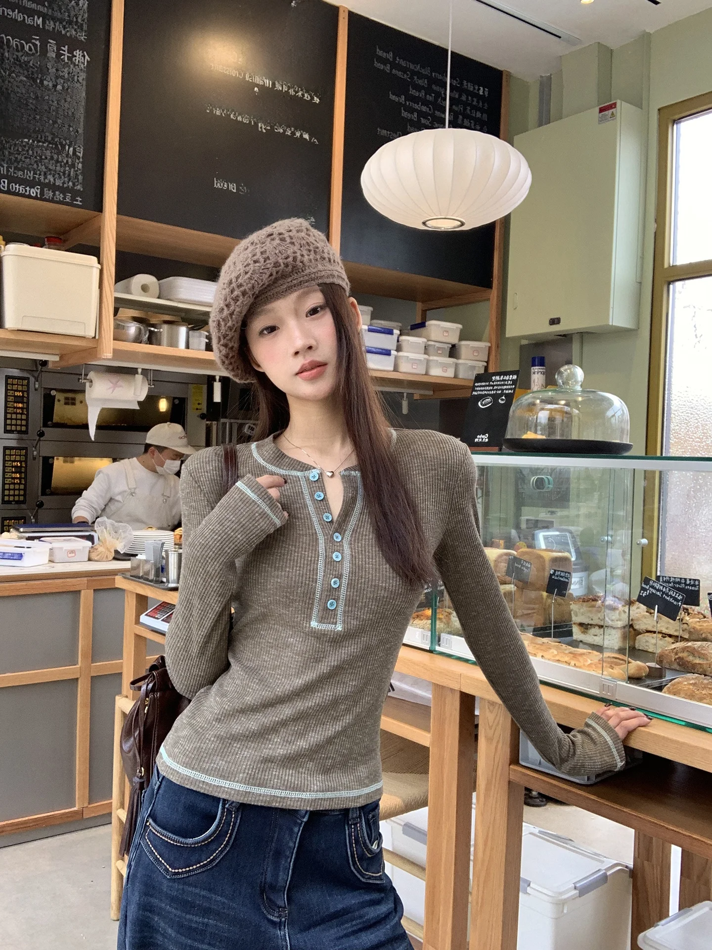 

Slim Fit Long Sve Knitted Base irt Women's Faionable Beautiful American Sle T-irt Commute Simple Sle Winter Season