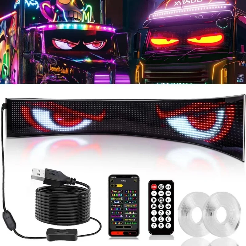 ZSQHET Halloween LED Night Light Car Sign Bluetooth LED Matrix Pixel Panel DIY Programmable Flexible LED Display For Christmas