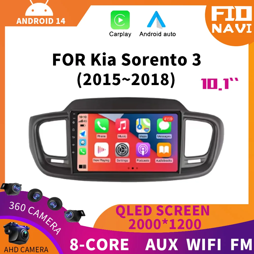 

Android 14 GPS 8 Cores 4G For Kia Sorento 3 2015 - 2018 Carplay DSP RDS CAR Radio Multimedia Video Player Stereo WIFI+4G Auto BT