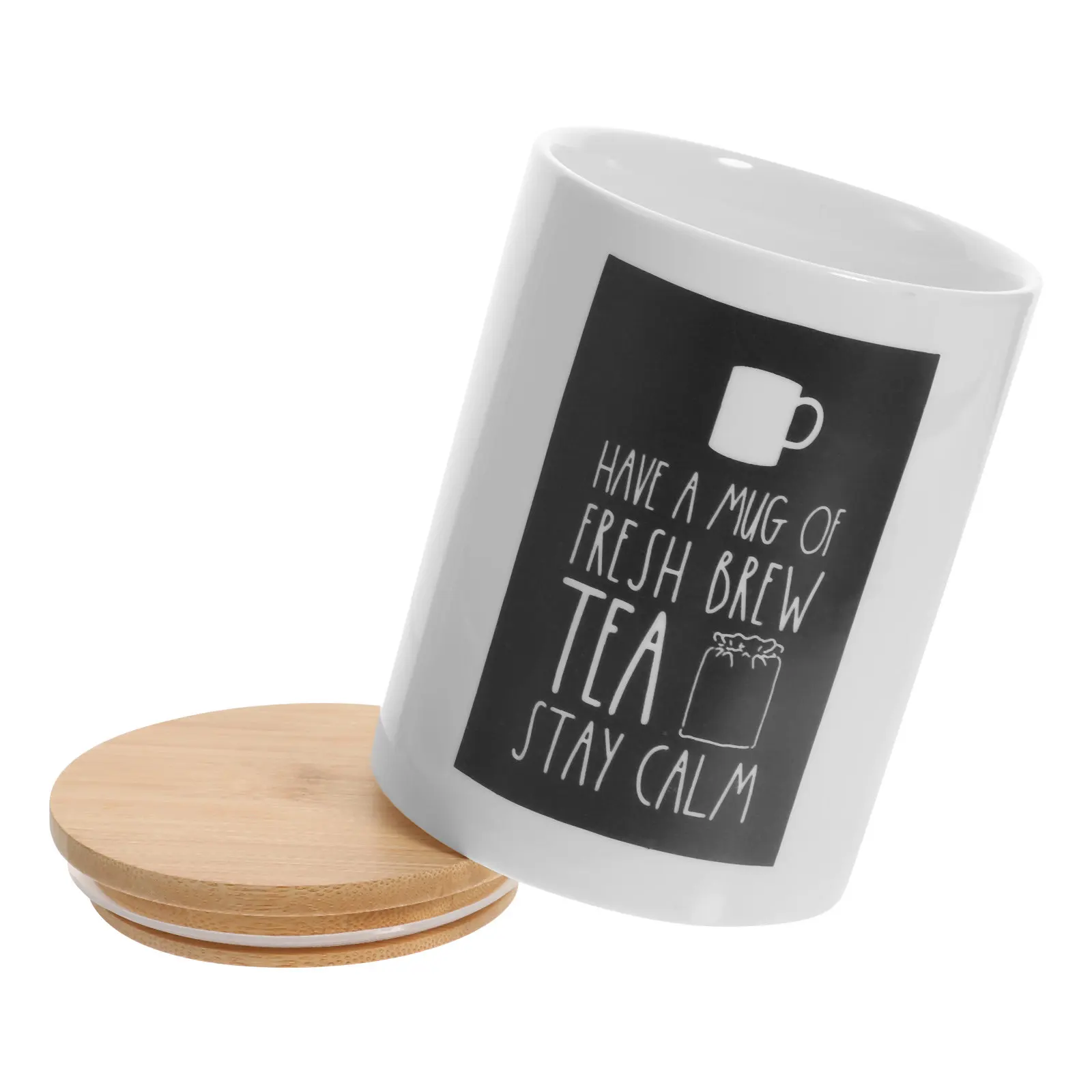 

Керамическая банка для хранения в скандинавском стиле, контейнер для ароматизированного чая и кофейных зерен, с бамбуковой крышкой, герметичная емкость для хранения круп и закусок на кухне