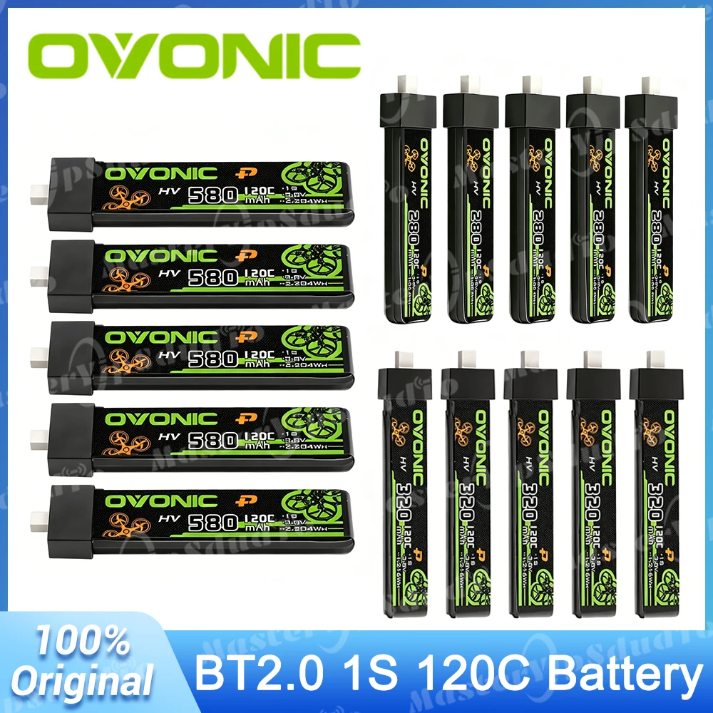 Ovonic OVONIC 1S 120C Battery 280mAh 320mAh 480mAh 580mAh 3.8V LiHV Battery BT2.0 for Betafpv Air65 II Air75 II Meteor75 Pro FPV Drone