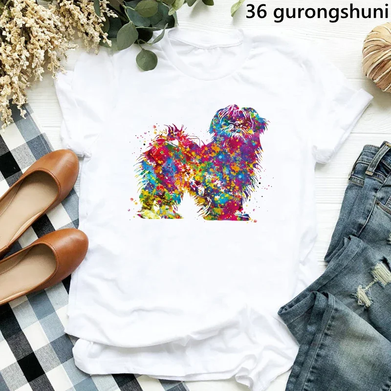 Watercolor Chihuahua Dog Lover Print T-Shirt Women Harajuku Shirt Golden Retriever Tshirt Femme Summer Fashion T Shirt Female