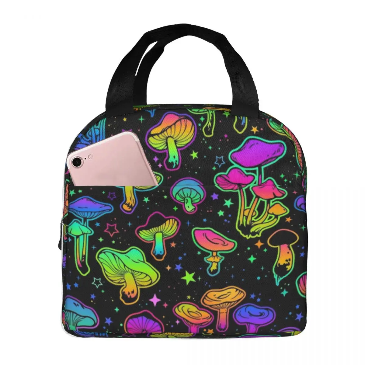 Psychedelic Magic Mushroom Trippy Hippie Insulated Lunch Bags for Women Resuable Thermal Cooler Bento Box Work School Travel