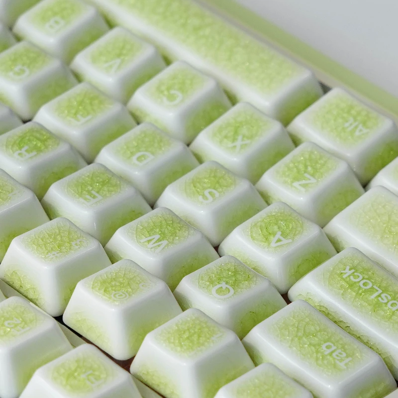 Green Crack Ceramic Keycap Cherry Profile Keycaps for Mechanical Keyboard Magnetic Switch Key Caps Custom Keycaps Collect Gift