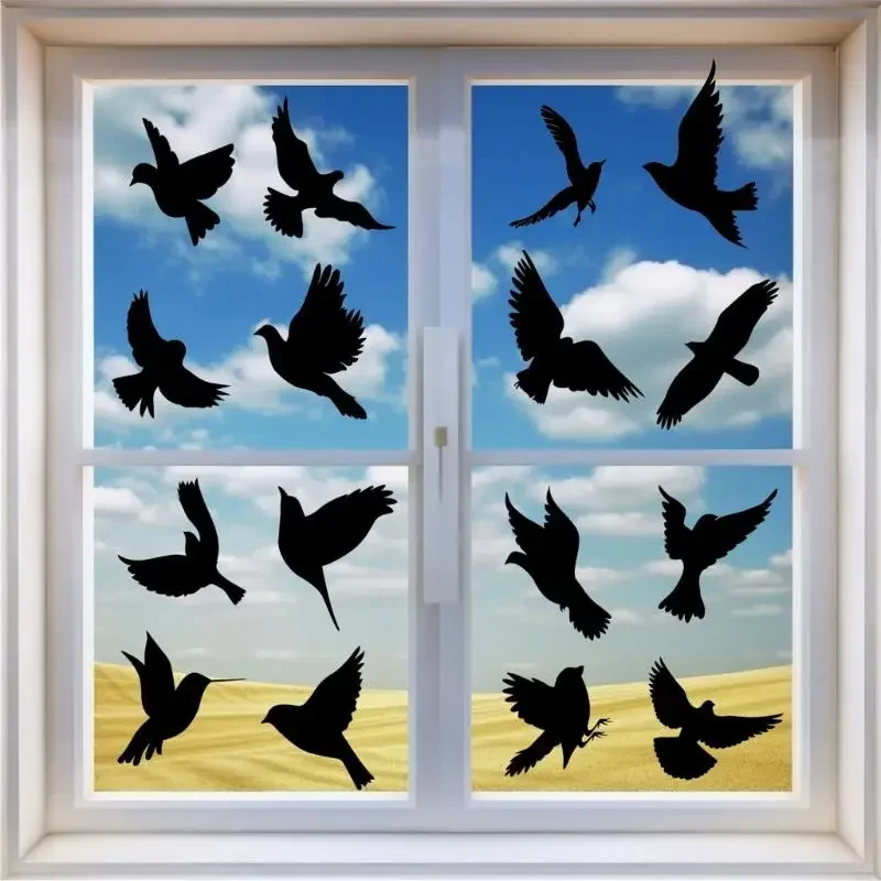 F19B Set of 16 Anti-collision Glass Window Stickers Bird Decals Preventing Bird Strikes Door Decoration for Home Bathroom