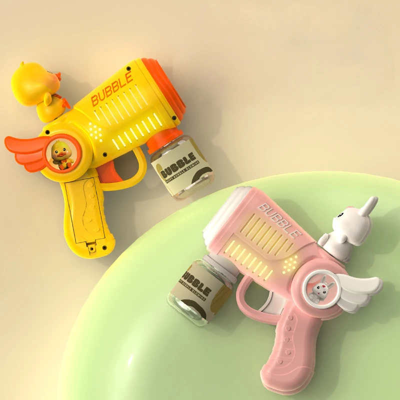 Máquina de pistola de burbujas de pato con 10 agujeros para niños de 5 a 9 años, juguete genial para exteriores, pistolas de juguete de burbujas de jabón de mano, juguete de agua
