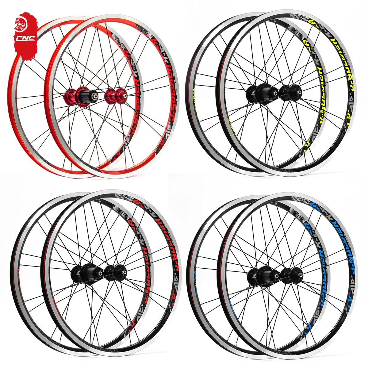 

CNC Bike Wheelset 20 Inch Folding Bicycle Wheelset Disc/V Brake Foldable Bike Wheels Front 2 Rear 4 Bearings