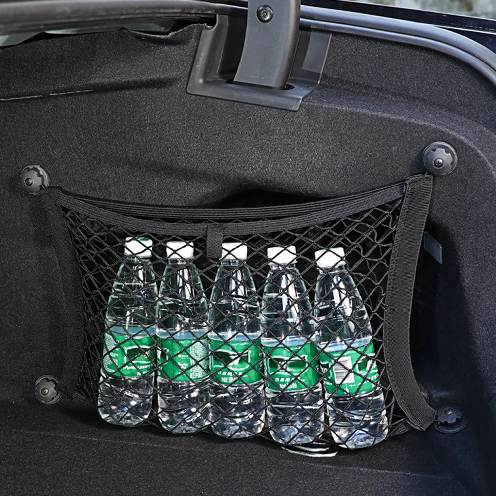 1X Car Storage Net Bag Car Mesh Holder RV Storage Boat Cargo Pocket Organizer Mesh Net Pocket with Screws Universal Accessories