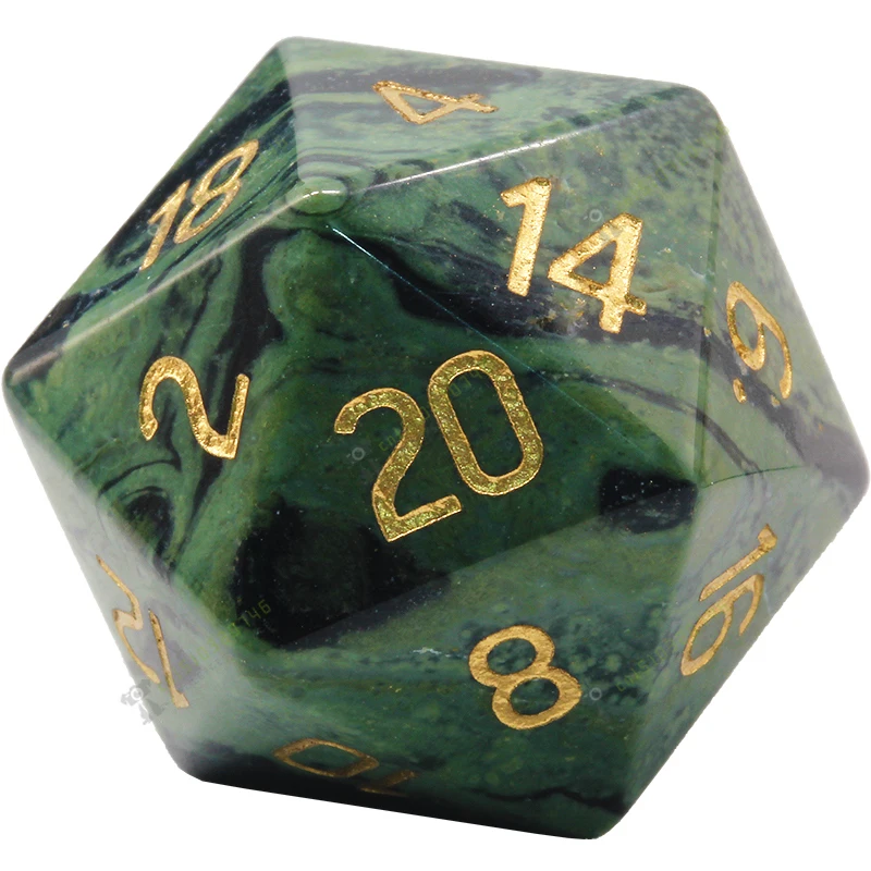 Natural Green Eye Stone Gem Ore Multi-Sided Digital Dice Dice 7 Sets