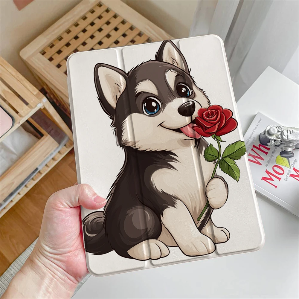 

Чехол с держателем для карандашей для iPad Air 11 2024 M4 Pro 13 12,9 11 дюймов Smart Cover для iPad 11 A16 2025 Мультяшный чехол с принтом собаки
