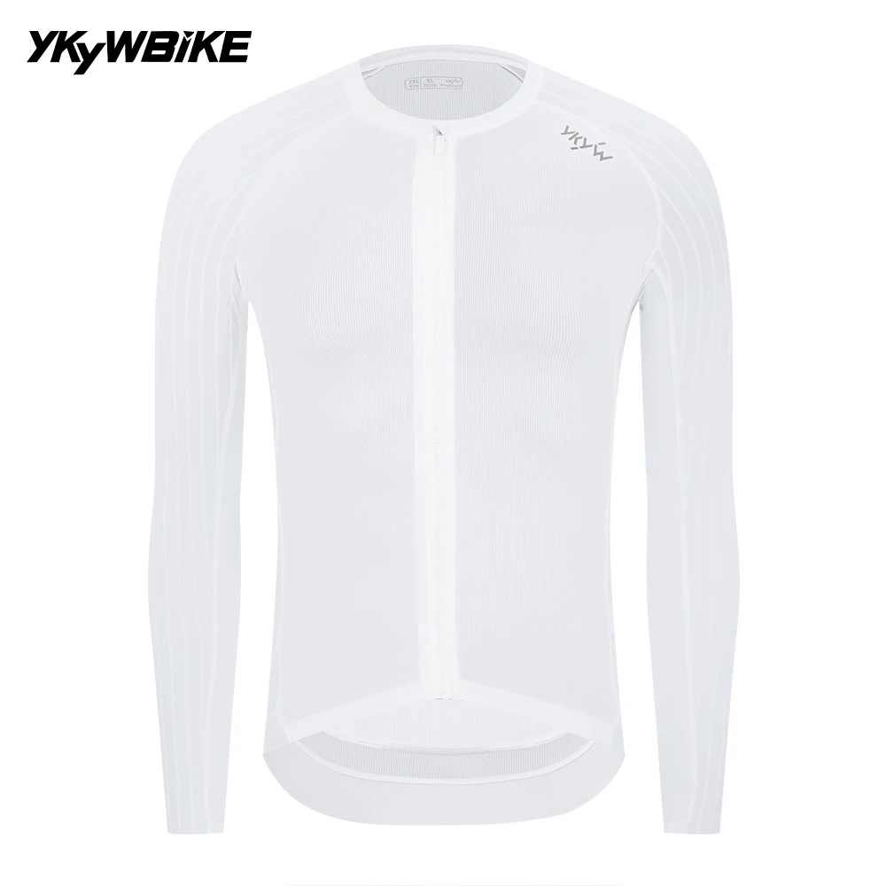 YKYWBIKE 2026 Herren Langarm-Radtrikot Aerodynamisches Raglan-Ärmel Schnelltrocknendes Rennrad-Oberteil Slim Fit Atmungsaktiv