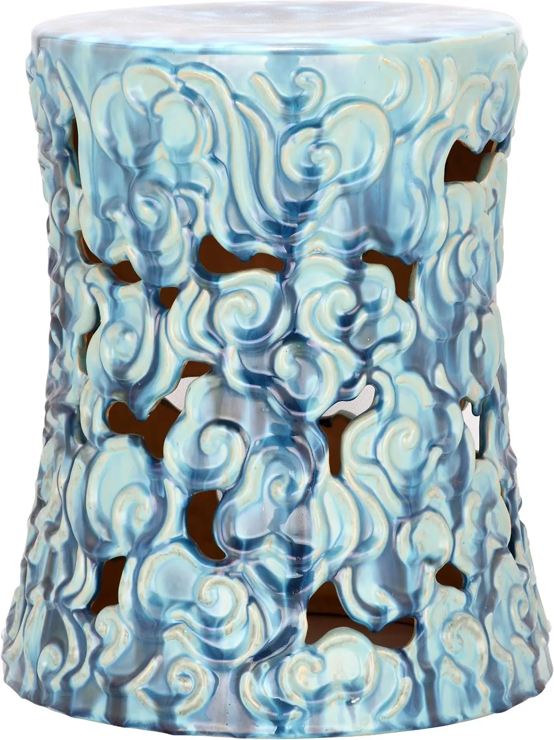 

Elegant White Ceramic Garden Stool with Cloud Design, Perfect for Home or Outdoor Decor