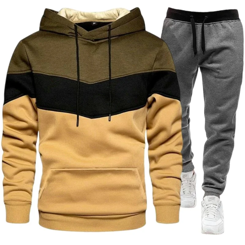 Men\'s Sets Hoodies+Pants Autumn Winter Hooded Sweatshirt Sweatpants Fashion Slim Fit Men Set Hoodie Pant Hip Hop Pullover Hoody