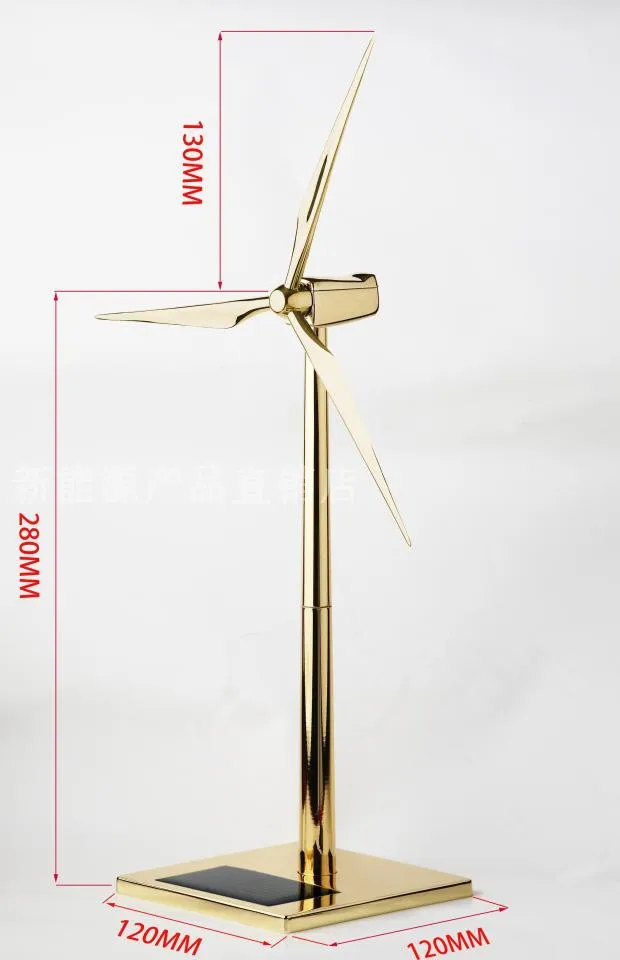 Solar Fan Model Gold Wind Turbine Windmill Promotion Wind Energy Industry Gift Office Ornaments