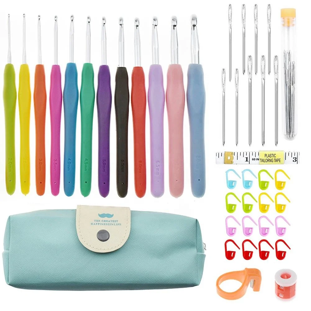 

Cheap Crochet Needles Knitting Set Soft Handles Knitting Needles Kit 14PCS Crochet Hook