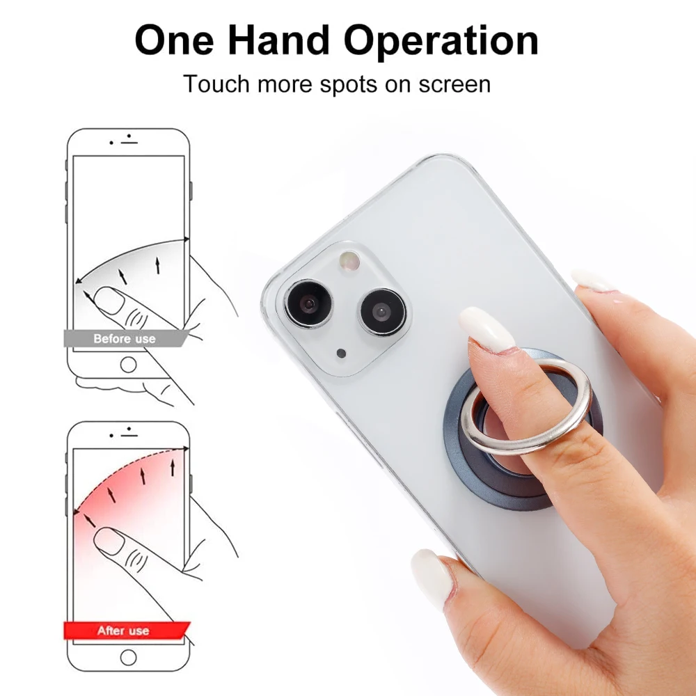 360Rotating Finger Ring Phone Holder Stand Grip Car Magnetic Suction Mount Phone Back Sticker Pad Universal Mobile Phone Bracket view 3
