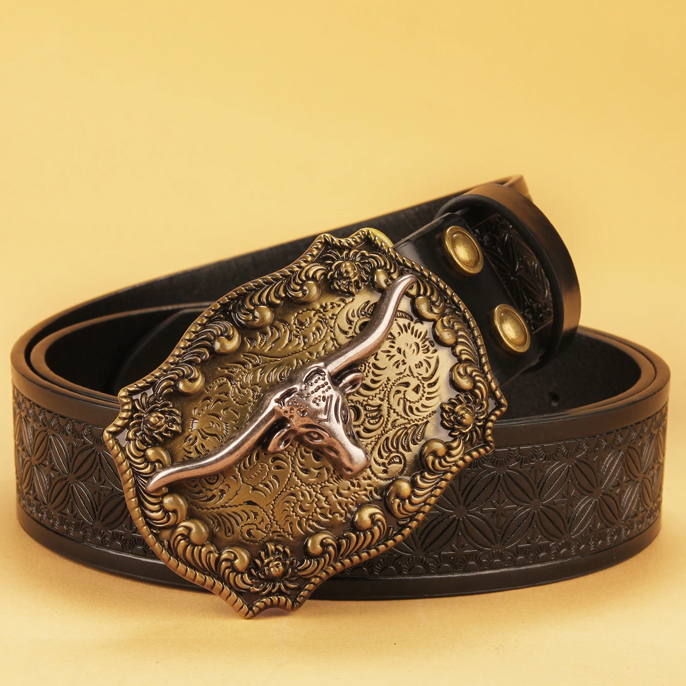 Punk ocidental cowboy bullhead grande placa fivela cintos para homens retro em relevo couro do plutônio jeans cinto roupas acessórios presente