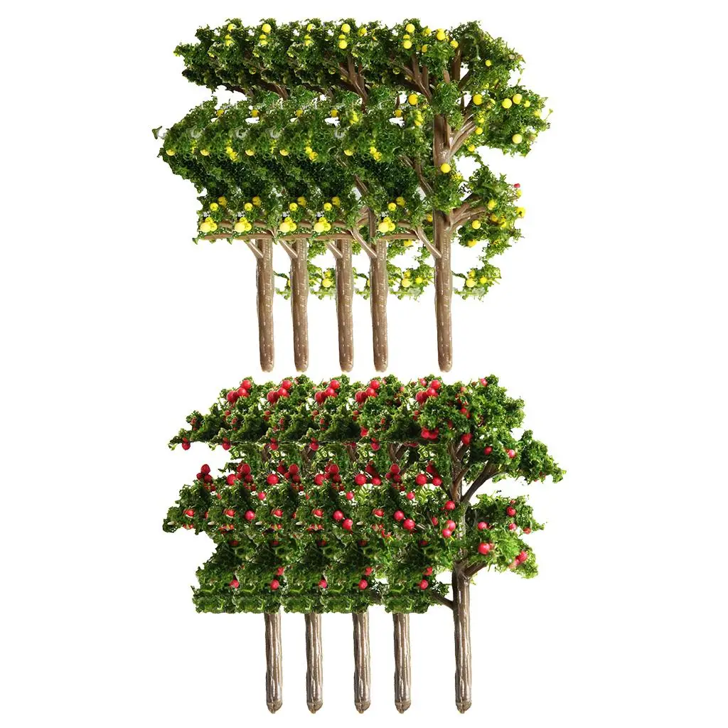 5PCS Plastic Miniature Model Fruit Trees Building Trains Wargame Height 70mm