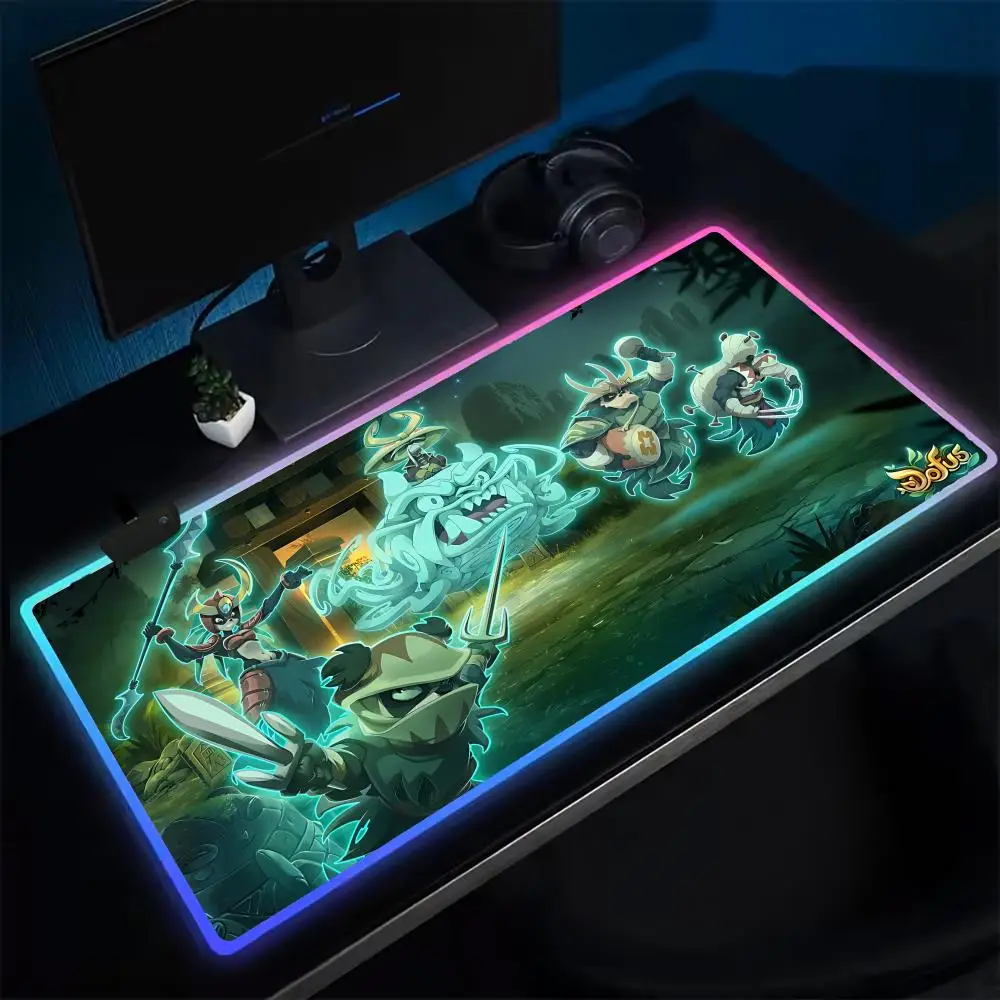 15D-DOFUS Gamer   Mouse Pad Anime Gaming Mouse Pad LED Table Pads Backlit Rubber Desktop XXL Mousepad RGB Desk Mats