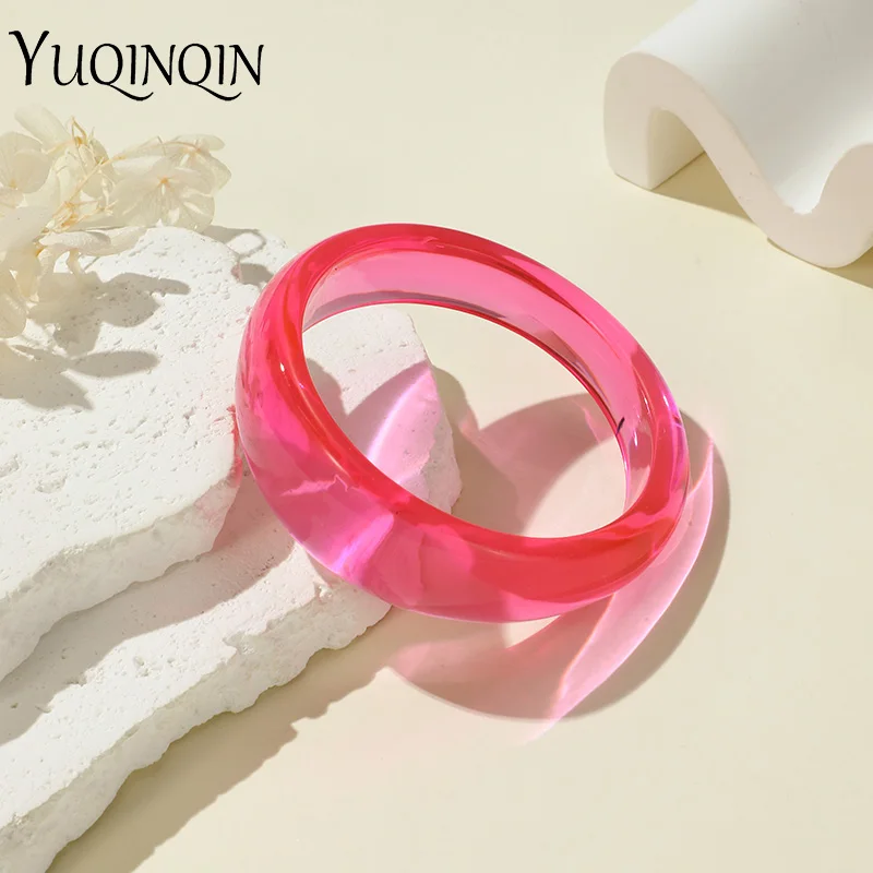 New Colorful Transparent Resin Bangles Girls Geometric Irregular Bangles Bracelets for Women Indian Party Fashion Jewelry Gifts
