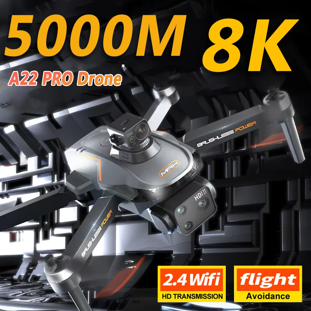 A22Pro Max GPS Дрон 8K Профессиональная HD-камера 5G Wi-Fi FPV Дрон для предотвращения препятствий Бесщеточный большой экран RC Квадрокоптер