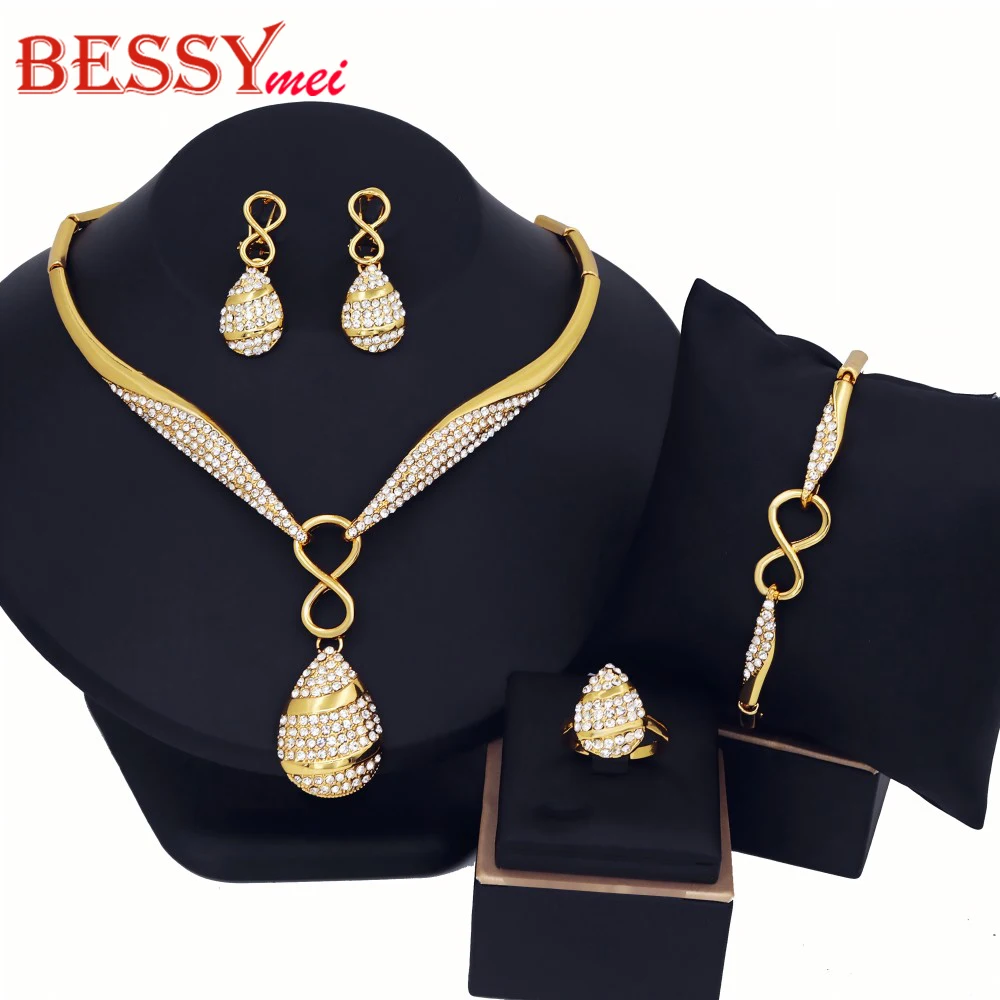 

2025 New Women Jewelry Set Water Drop Zircon Jewelry Dubai African 18K Gold Color Jewellery Accessories Wedding Party Gifts ﻿
