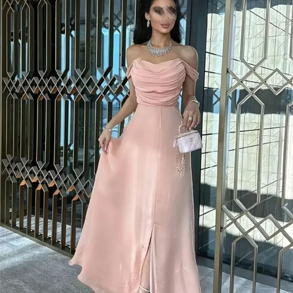 

Customized Classic High Quality Modern Style Jersey Pleat Straight Strapless Long Dresses Prom Dresses Fashion Simple Exquisite