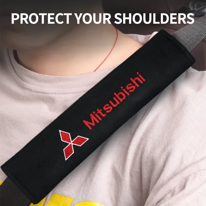 Suede Car Safety Belts Shoulder Protection For Mitsubishi Logo ASX Outlander Lancer Pajero Eclipse Galant Mirage Accessories