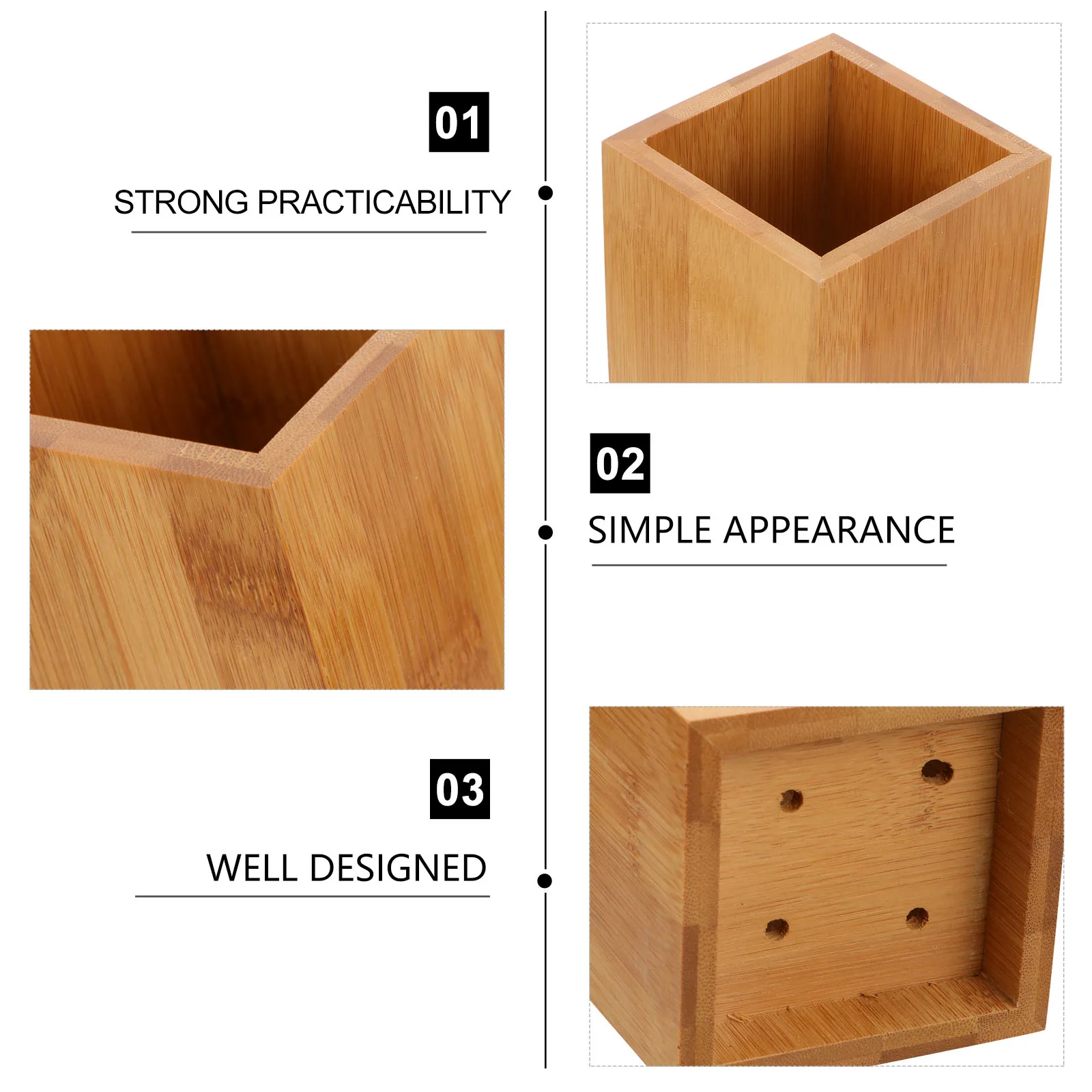 

1pc Bamboo Chopstick Storage Container Kitchen Utensil Holder Tableware Organizer Space-saving Compact Rack for Home Restaurant