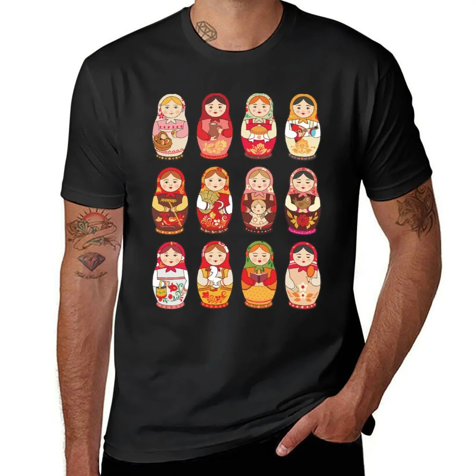 Assorted Matryoshka Nesting Dolls Set T-Shirt plus sizes boys animal print mens tall t shirts