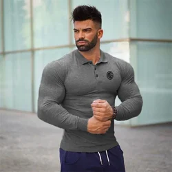 Corsa E Jogging Camicia di Compressione Sport T Degli Uomini Della Camicia Palestra Manica Lunga Slim Fit T-Shirt Polo Top Maschio Allenamento Allenamento Fitness Abbigliamento