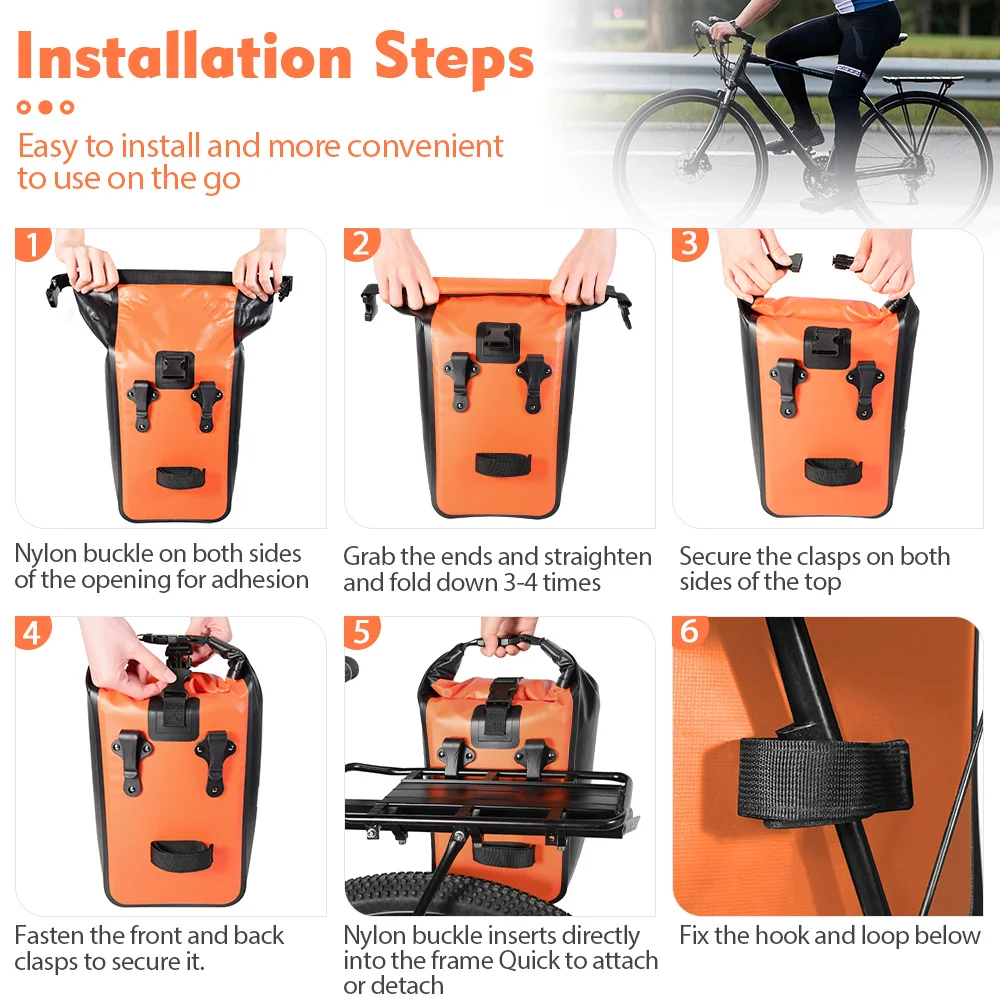 NEWBOLER 10L 20L Wasserdichte Radfahren Fahrrad Gabel Tasche Quick Release Fahrrad Hinten Sitz Stamm Tasche Fahrrad Tasche Fahrrad Zubehör – Detail 8