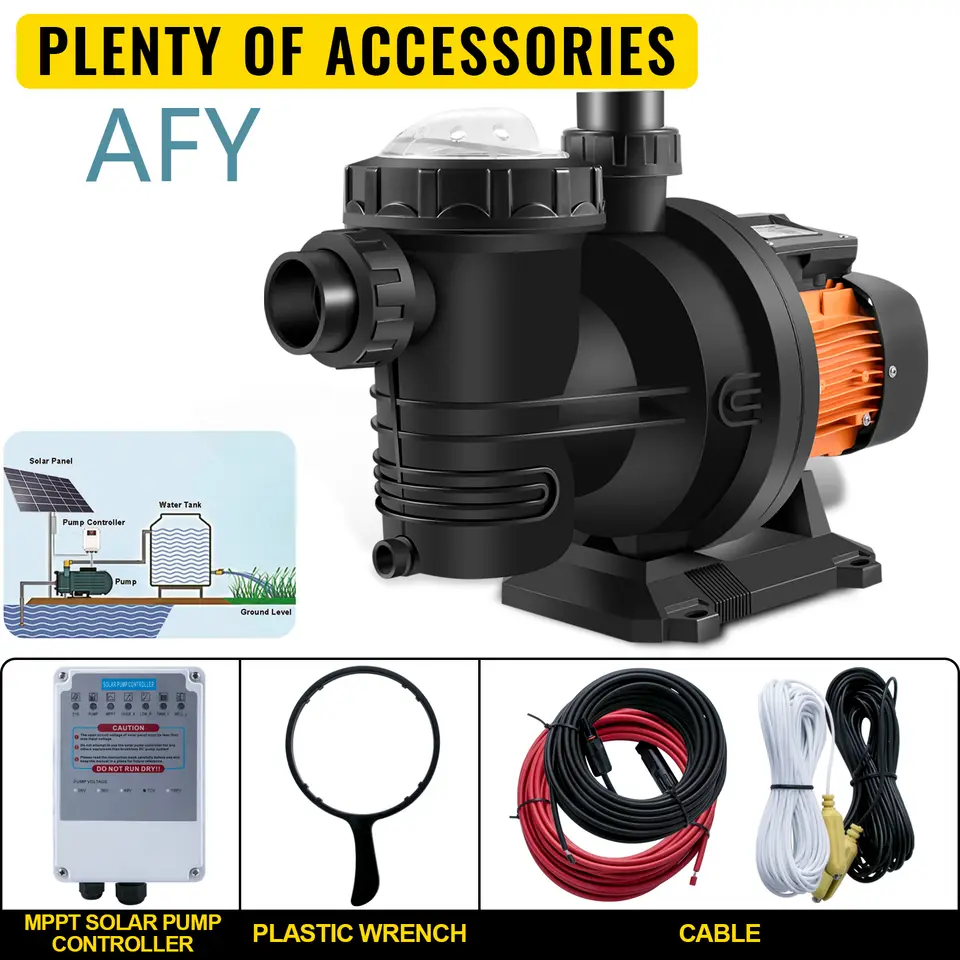 VEVOR Pool Pump for 48V DC 500W Solar Water Pump for Swimming Pool Filtration System Submersible DC Pool Pump 49 FT Head 75 - 6