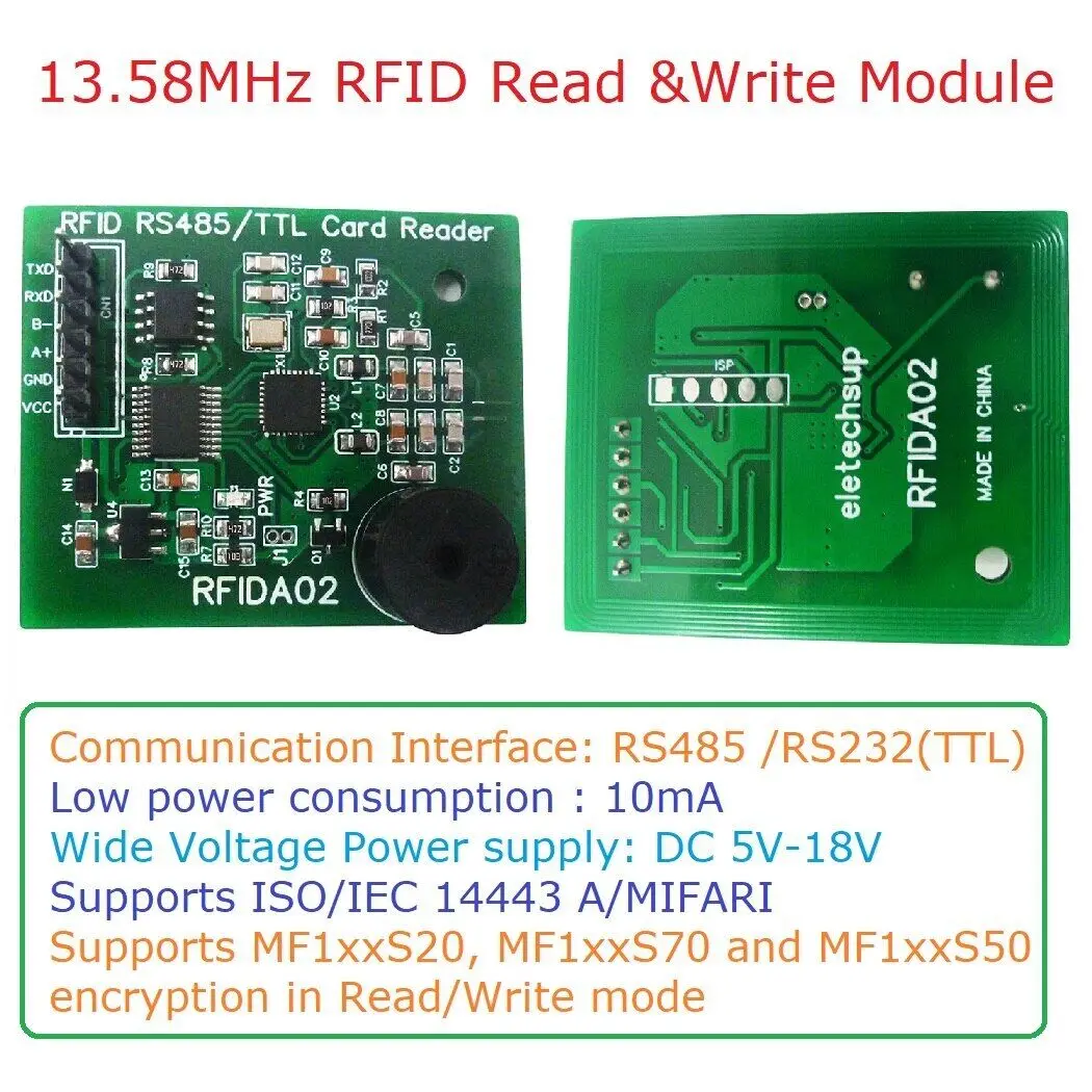 

RFIDA02_232 TTL 232 Modbus Reader Writer RC522 CV520 for M1 S20 S50 S70 NFC
