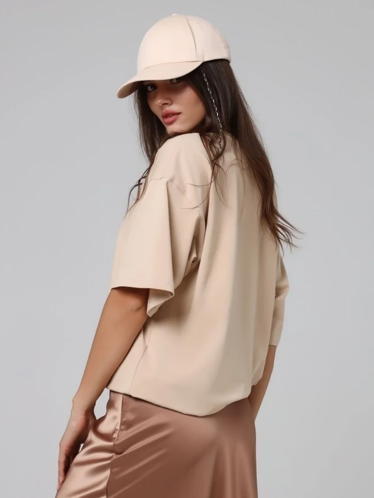 Bornladies 2025 Damen Sommer 100% Baumwolle T-Shirt Basic Modisches Einfarbiges Kurzarm-Oberteil für Damen – Detail 8