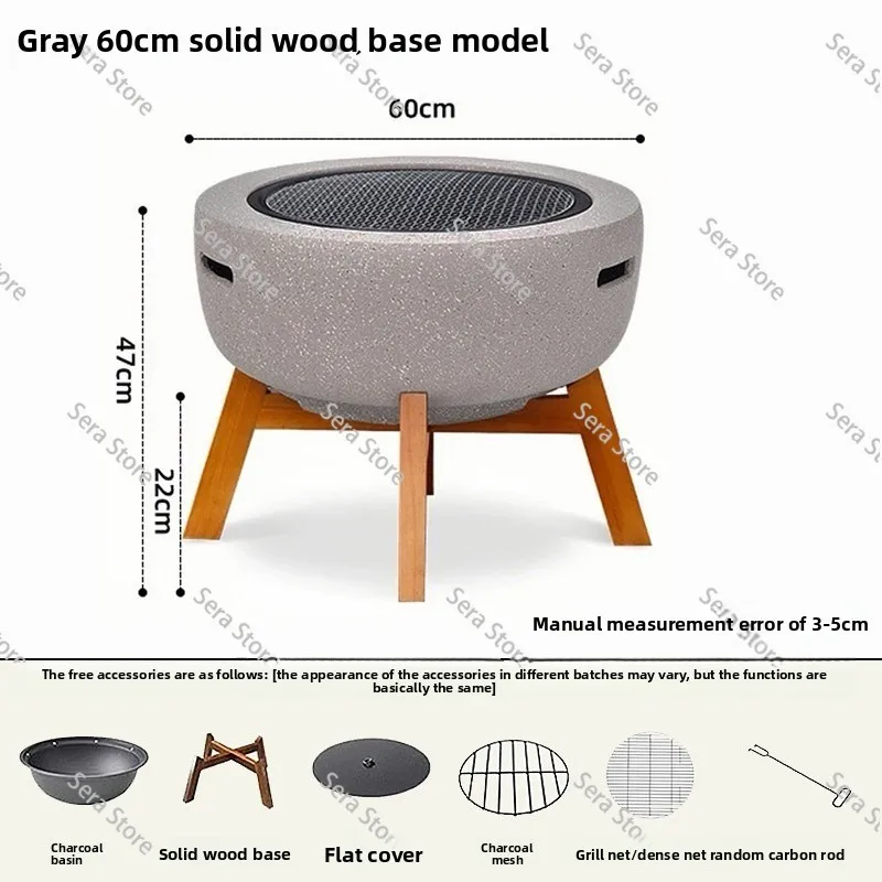 2026 New Round Fire Pit Table Charcoal Grill Set Outdoor Patio Heater Camping Tea Brewing Stove